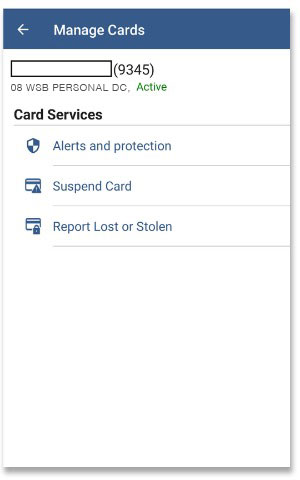Manage Card screenshot