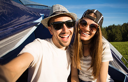 Man and woman camping